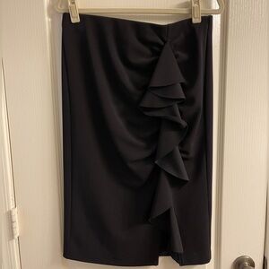 Vince Camuto Black Pencil Skirt with Ruffle and Sexy Slit